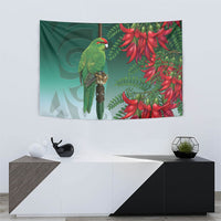 New Zealand Parakeet Bird Tapestry With Kakabeak Flowers LT05 - Polynesian Pride