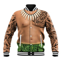 Hawaii Tribal Tattoo Costume Baseball Jacket Shark Tooth Necklace Leaf Skirt LT05 Unisex Beige - Polynesian Pride