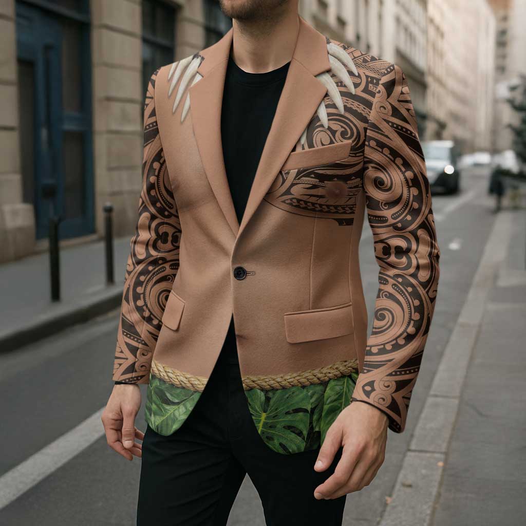 Hawaii Tribal Tattoo Costume Blazer Shark Tooth Necklace Leaf Skirt LT05 - Polynesian Pride