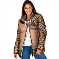 Hawaii Tribal Tattoo Costume Padded Jacket Shark Tooth Necklace Leaf Skirt LT05 Women Beige - Polynesian Pride