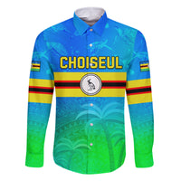 Personalised Solomon Islands Choiseul Province Day Family Matching Mermaid Dress and Hawaiian Shirt Sea Turtle Tribal Pattern LT05 Dad's Shirt - Long Sleeve Blue - Polynesian Pride