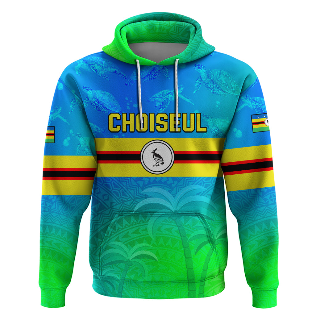 Personalised Solomon Islands Choiseul Province Day Hoodie Sea Turtle Tribal Pattern LT05 Pullover Hoodie Blue - Polynesian Pride