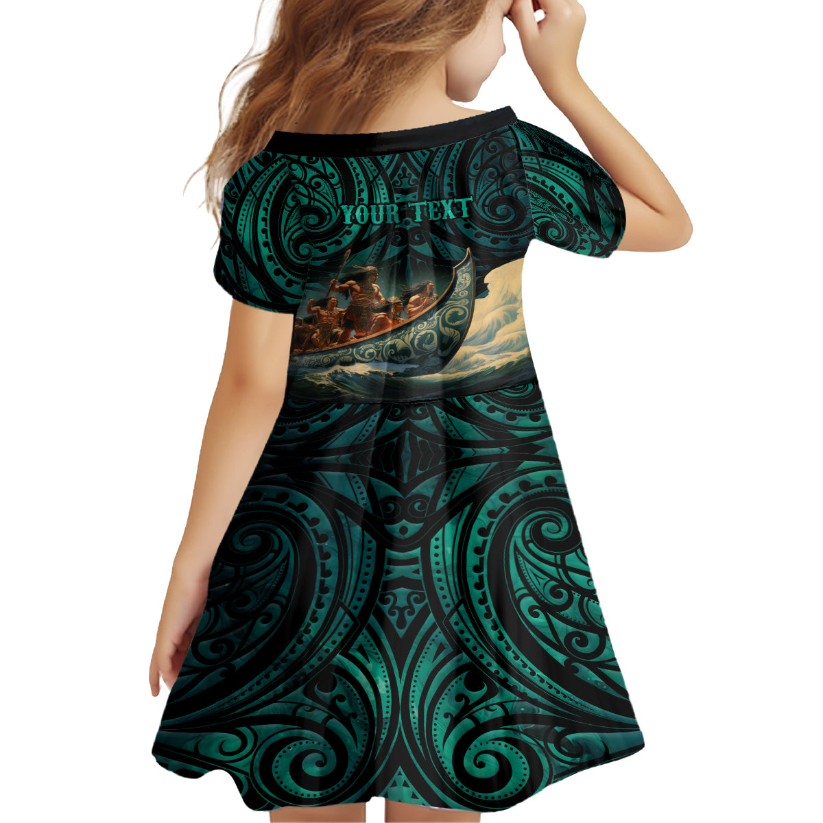 Personalised New Zealand Tamaki Herenga Waka Festival Kid Short Sleeve Dress Maori Pattern LT05 - Polynesian Pride