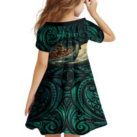 Personalised New Zealand Tamaki Herenga Waka Festival Kid Short Sleeve Dress Maori Pattern LT05 - Polynesian Pride