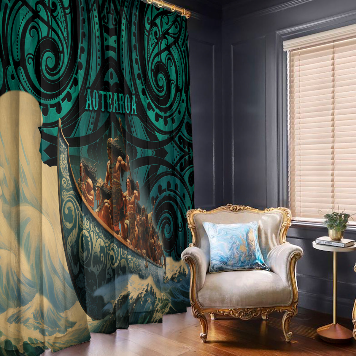 New Zealand Tamaki Herenga Waka Festival Window Curtain Maori Pattern LT05 - Polynesian Pride