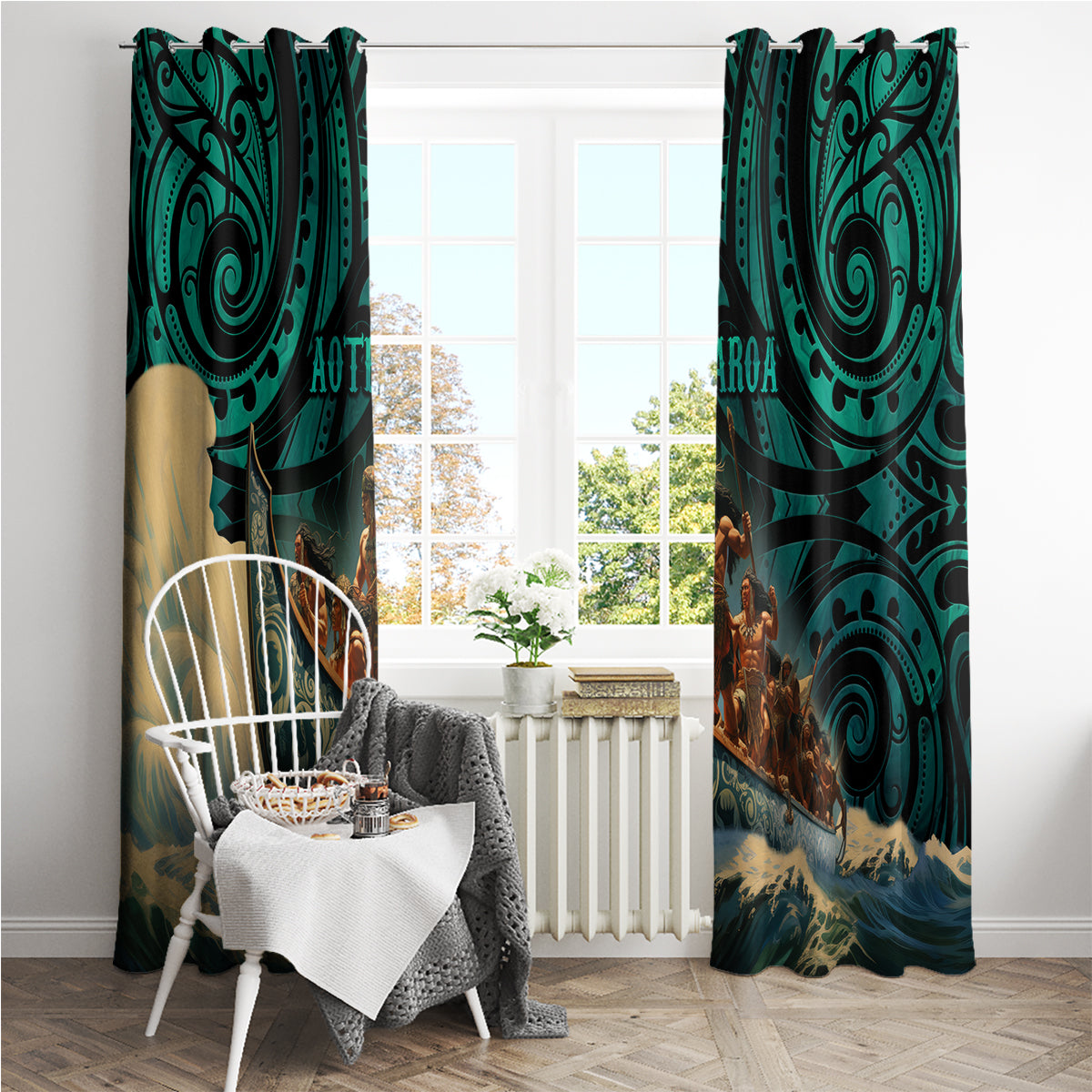 New Zealand Tamaki Herenga Waka Festival Window Curtain Maori Pattern LT05 - Polynesian Pride