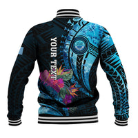 Personalised FSM Culture Day Baseball Jacket Tropical Flowers Tribal Pattern LT05 - Polynesian Pride