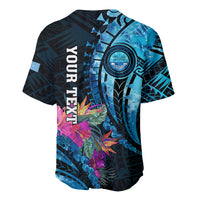 Personalised FSM Culture Day Baseball Jersey Tropical Flowers Tribal Pattern LT05 - Polynesian Pride