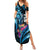 Personalised FSM Culture Day Summer Maxi Dress Tropical Flowers Tribal Pattern LT05 Women Blue - Polynesian Pride