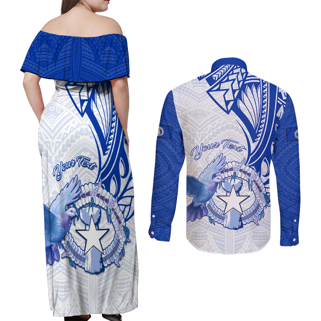 Personalised Northern Mariana Islands Commonwealth Day Couples Matching Off Shoulder Maxi Dress and Long Sleeve Button Shirt Simple Style LT05 - Polynesian Pride