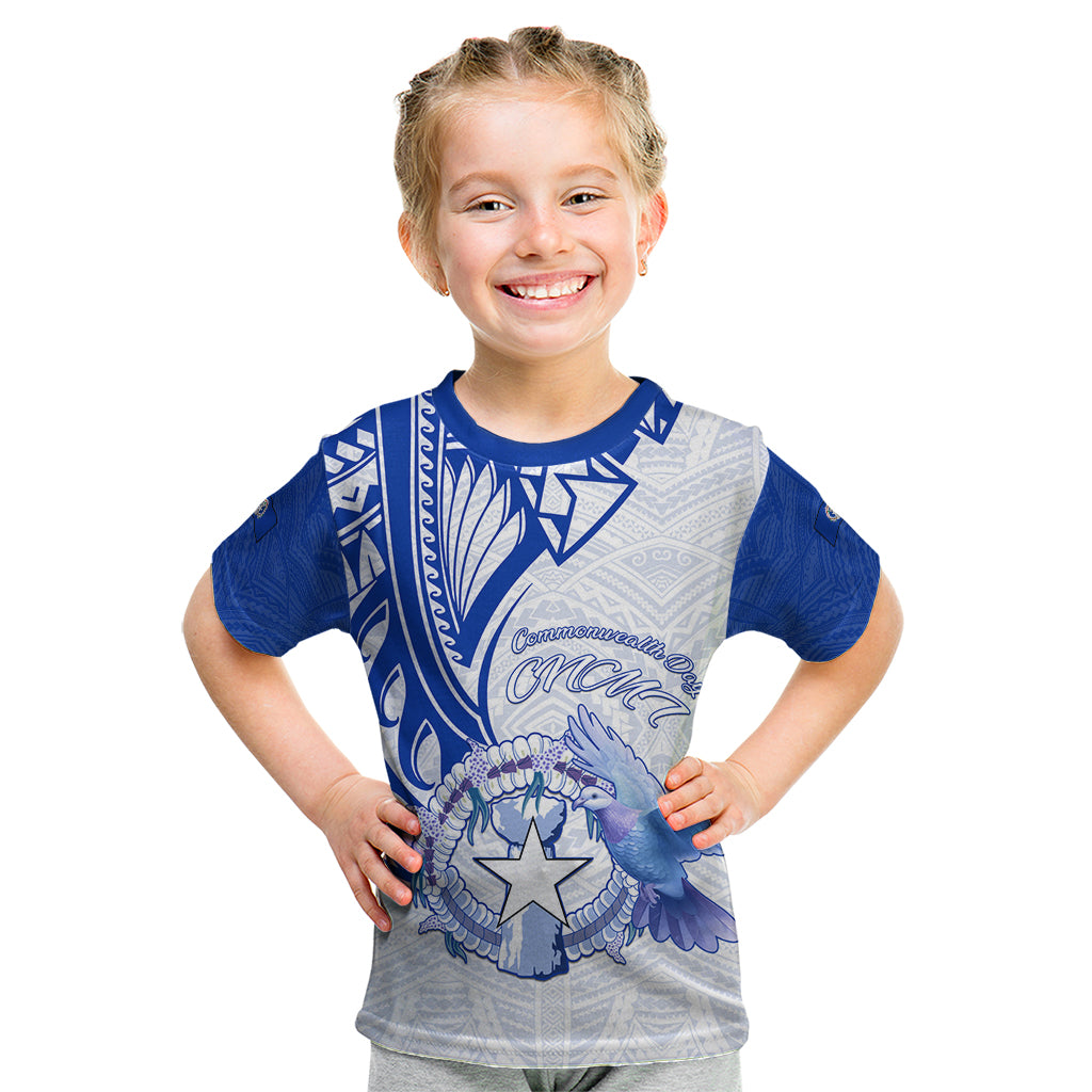 Personalised Northern Mariana Islands Commonwealth Day Kid T Shirt Simple Style LT05 Blue - Polynesian Pride