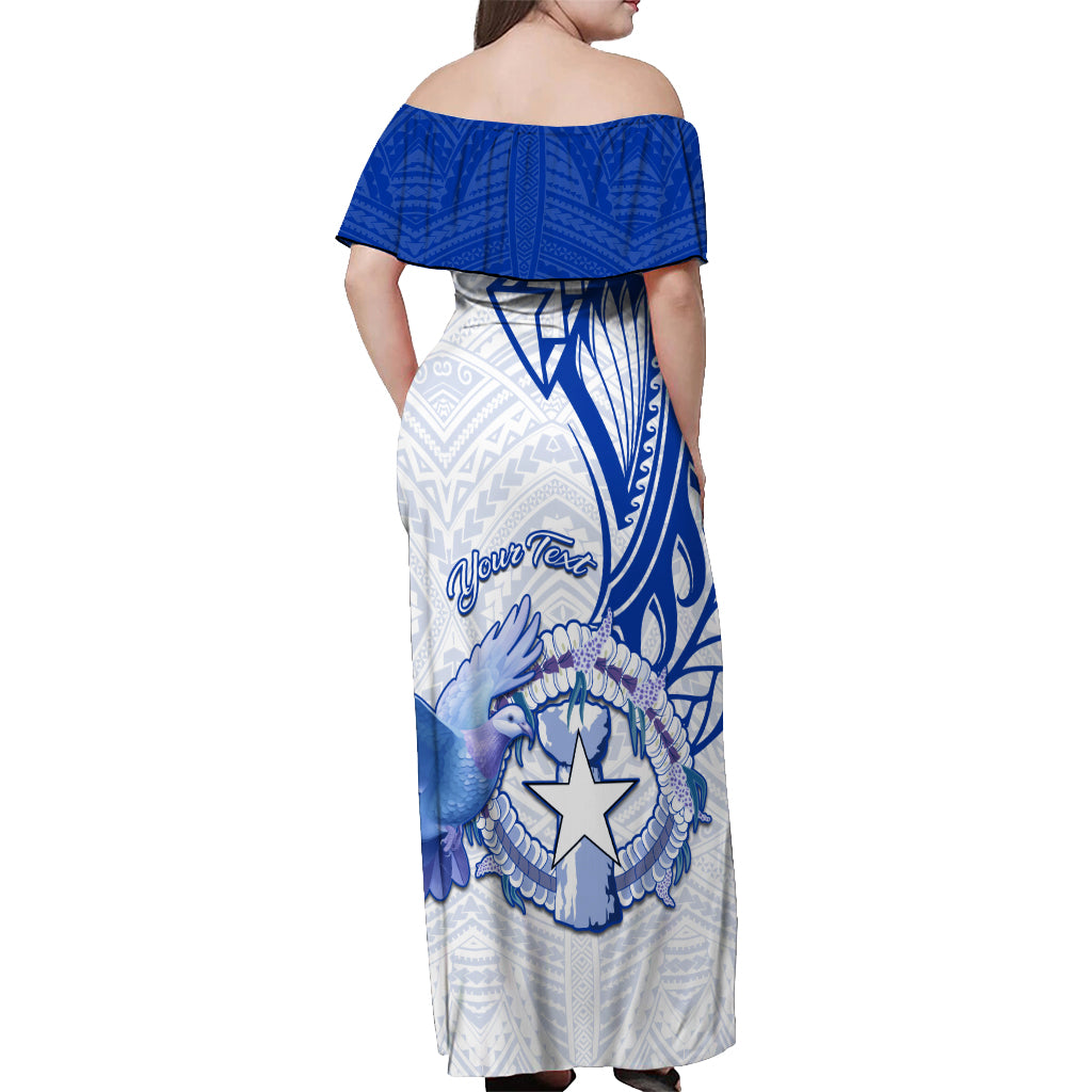 Personalised Northern Mariana Islands Commonwealth Day Off Shoulder Maxi Dress Simple Style LT05 - Polynesian Pride