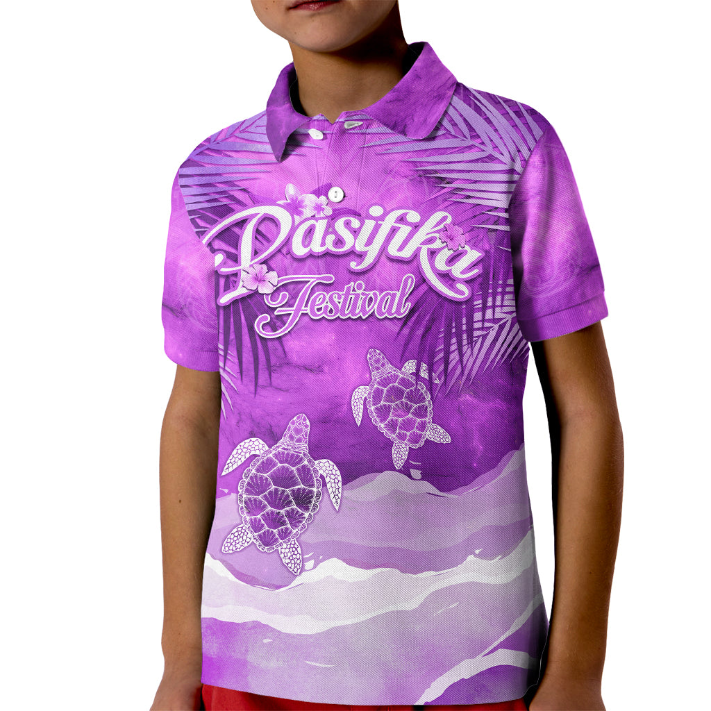 Personalised Pasifika Festival Kid Polo Shirt Violet Tropical Turtle LT05 Kid Violet - Polynesian Pride