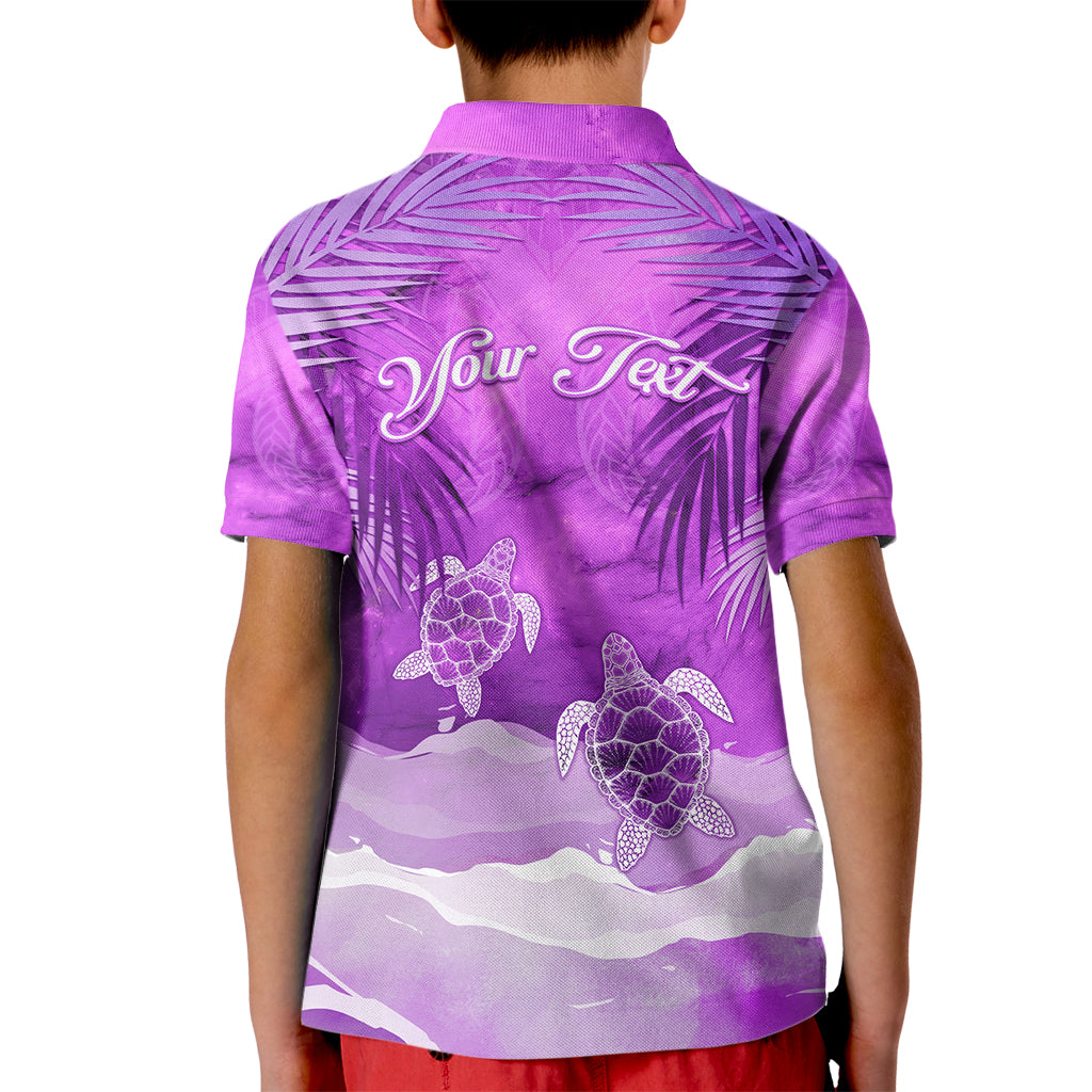 Personalised Pasifika Festival Kid Polo Shirt Violet Tropical Turtle LT05 - Polynesian Pride