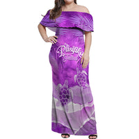 Personalised Pasifika Festival Off Shoulder Maxi Dress Violet Tropical Turtle LT05 Women Violet - Polynesian Pride