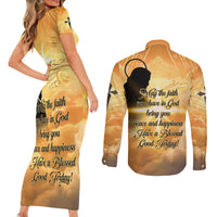 Happy Good Friday Couples Matching Short Sleeve Bodycon Dress and Long Sleeve Button Shirt God Will Bless You LT05 - Polynesian Pride