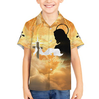 Happy Good Friday Family Matching Off Shoulder Short Dress and Hawaiian Shirt God Will Bless You LT05 Son's Shirt Gold - Polynesian Pride