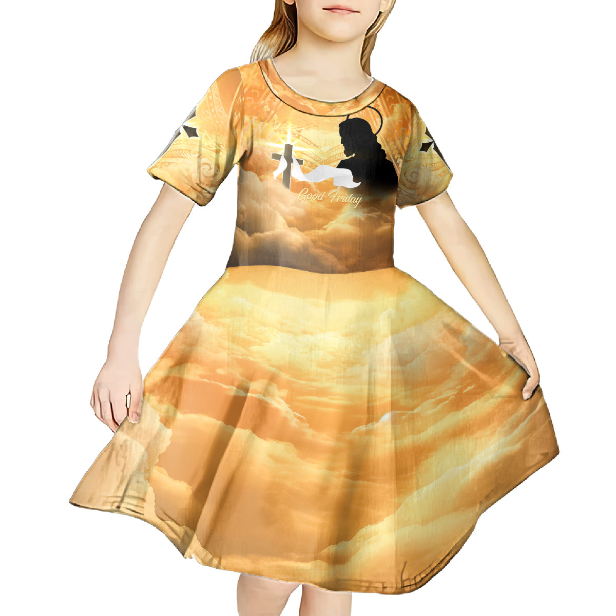 Happy Good Friday Kid Short Sleeve Dress God Will Bless You LT05 - Polynesian Pride