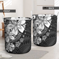Polynesia Romantic Valentine Laundry Basket Sea Turtle Couple With Black Plumeria