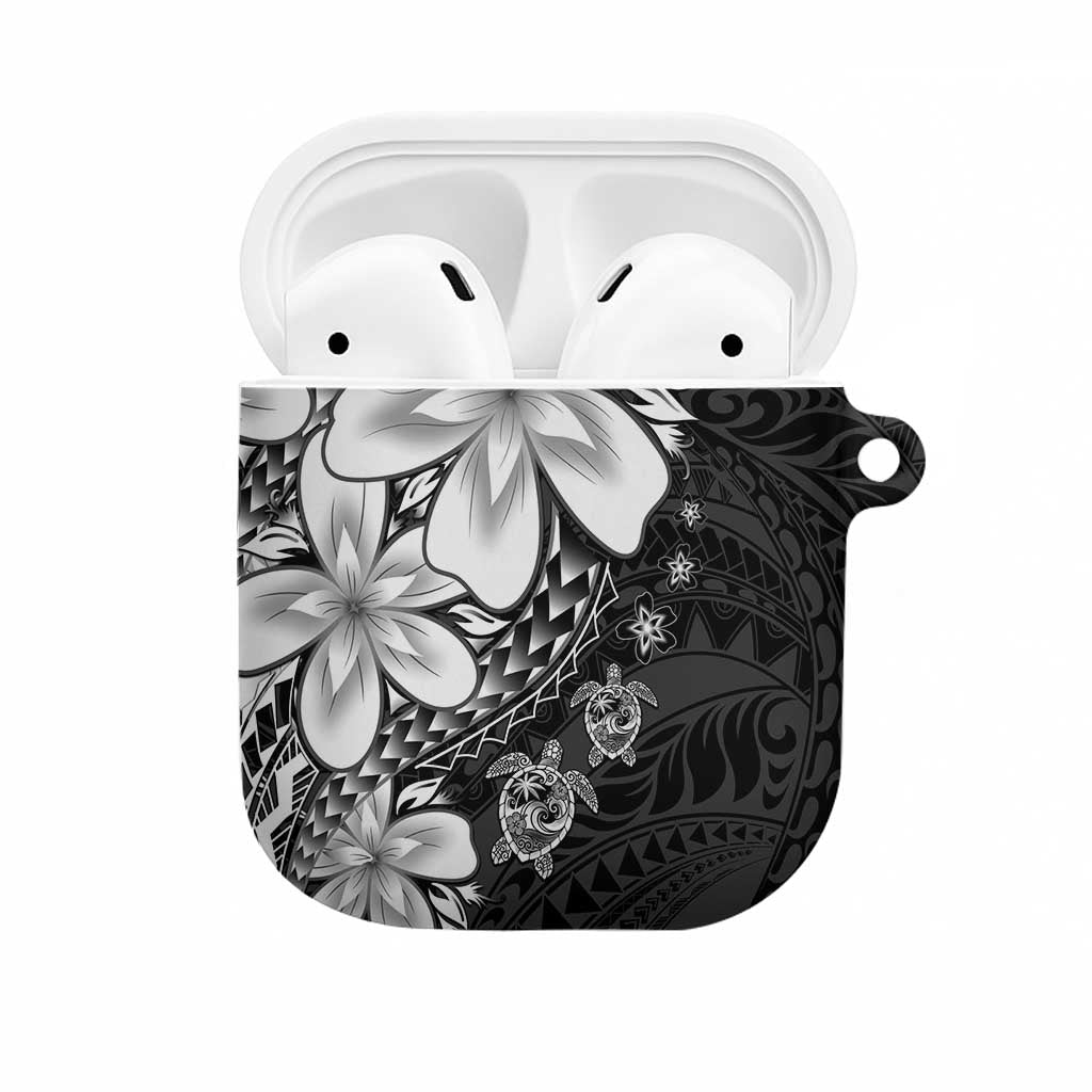 Polynesia Romantic Valentine AirPods Case Sea Turtle Couple With Black Plumeria