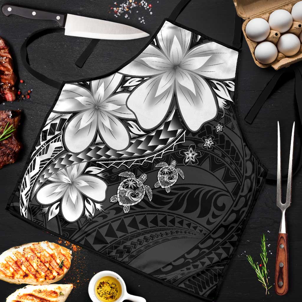 Polynesia Romantic Valentine Apron Sea Turtle Couple With Black Plumeria