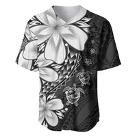 Polynesia Romantic Valentine Baseball Jersey Sea Turtle Couple With Black Plumeria