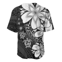 Polynesia Romantic Valentine Baseball Jersey Sea Turtle Couple With Black Plumeria