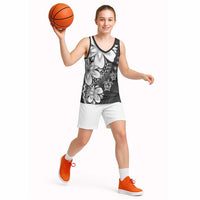 Polynesia Romantic Valentine Basketball Jersey Sea Turtle Couple With Black Plumeria