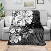 Polynesia Romantic Valentine Blanket Sea Turtle Couple With Black Plumeria