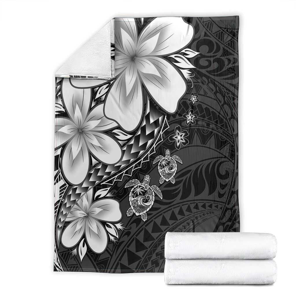 Polynesia Romantic Valentine Blanket Sea Turtle Couple With Black Plumeria