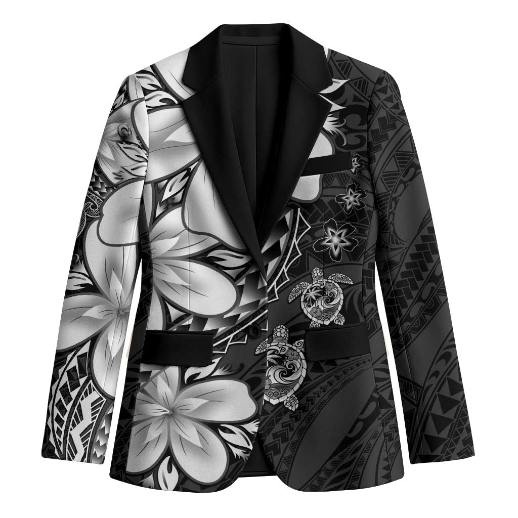 Polynesia Romantic Valentine Blazer Sea Turtle Couple With Black Plumeria
