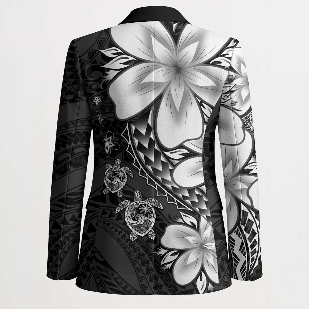 Polynesia Romantic Valentine Blazer Sea Turtle Couple With Black Plumeria