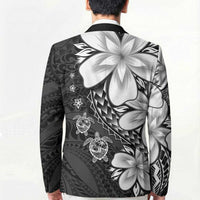 Polynesia Romantic Valentine Blazer Sea Turtle Couple With Black Plumeria