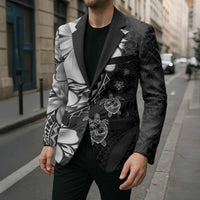 Polynesia Romantic Valentine Blazer Sea Turtle Couple With Black Plumeria