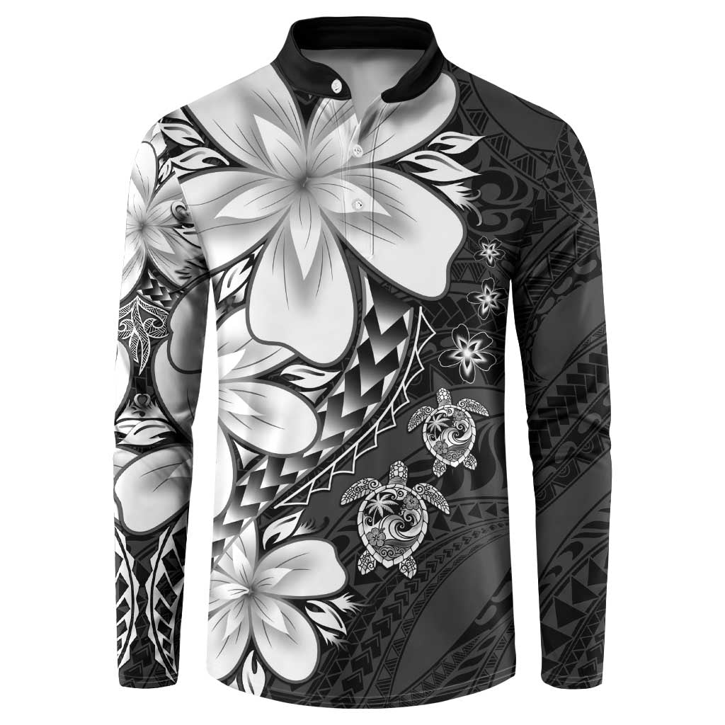 Polynesia Romantic Valentine Button Sweatshirt Sea Turtle Couple With Black Plumeria