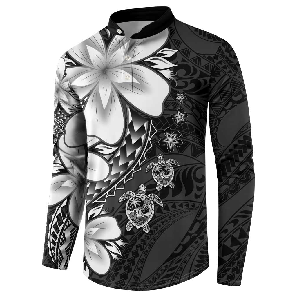 Polynesia Romantic Valentine Button Sweatshirt Sea Turtle Couple With Black Plumeria