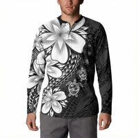 Polynesia Romantic Valentine Button Sweatshirt Sea Turtle Couple With Black Plumeria
