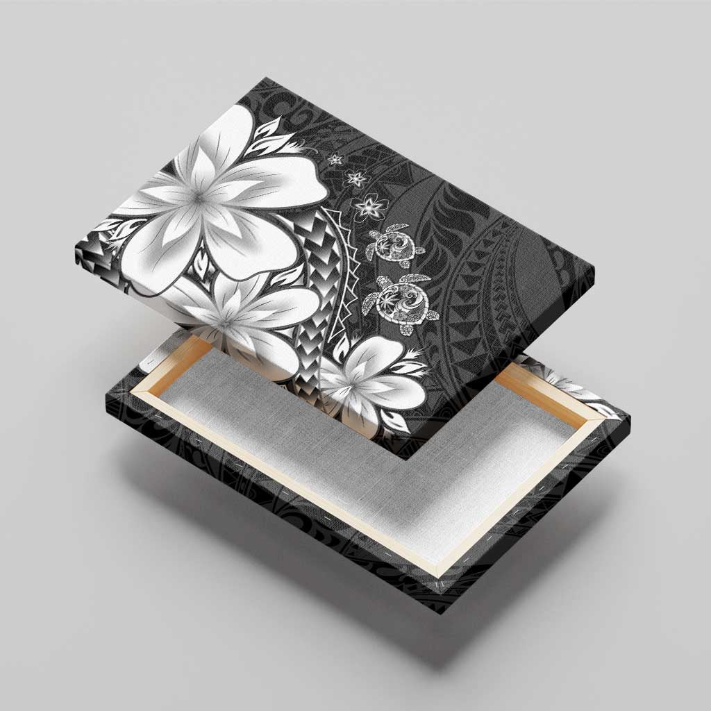 Polynesia Romantic Valentine Canvas Wall Art Sea Turtle Couple With Black Plumeria