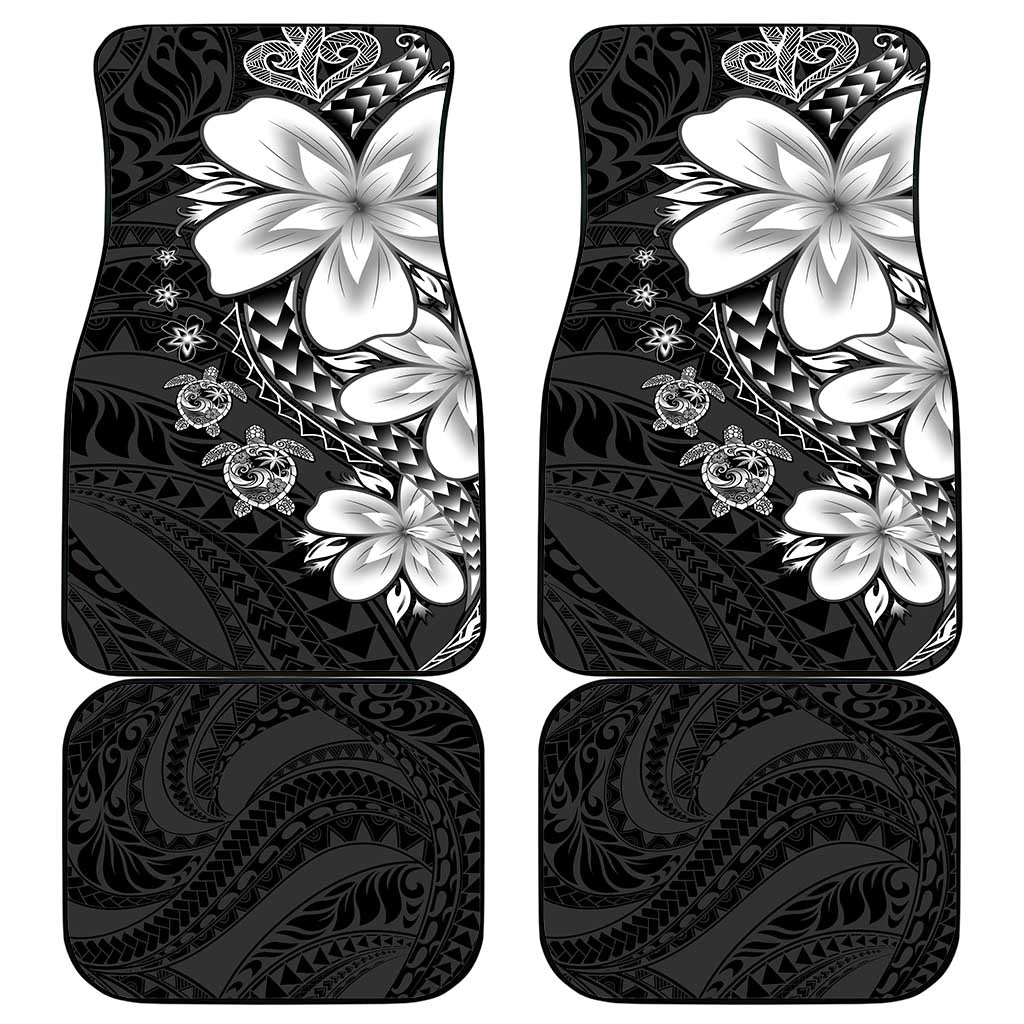 Polynesia Romantic Valentine Car Mats Sea Turtle Couple With Black Plumeria