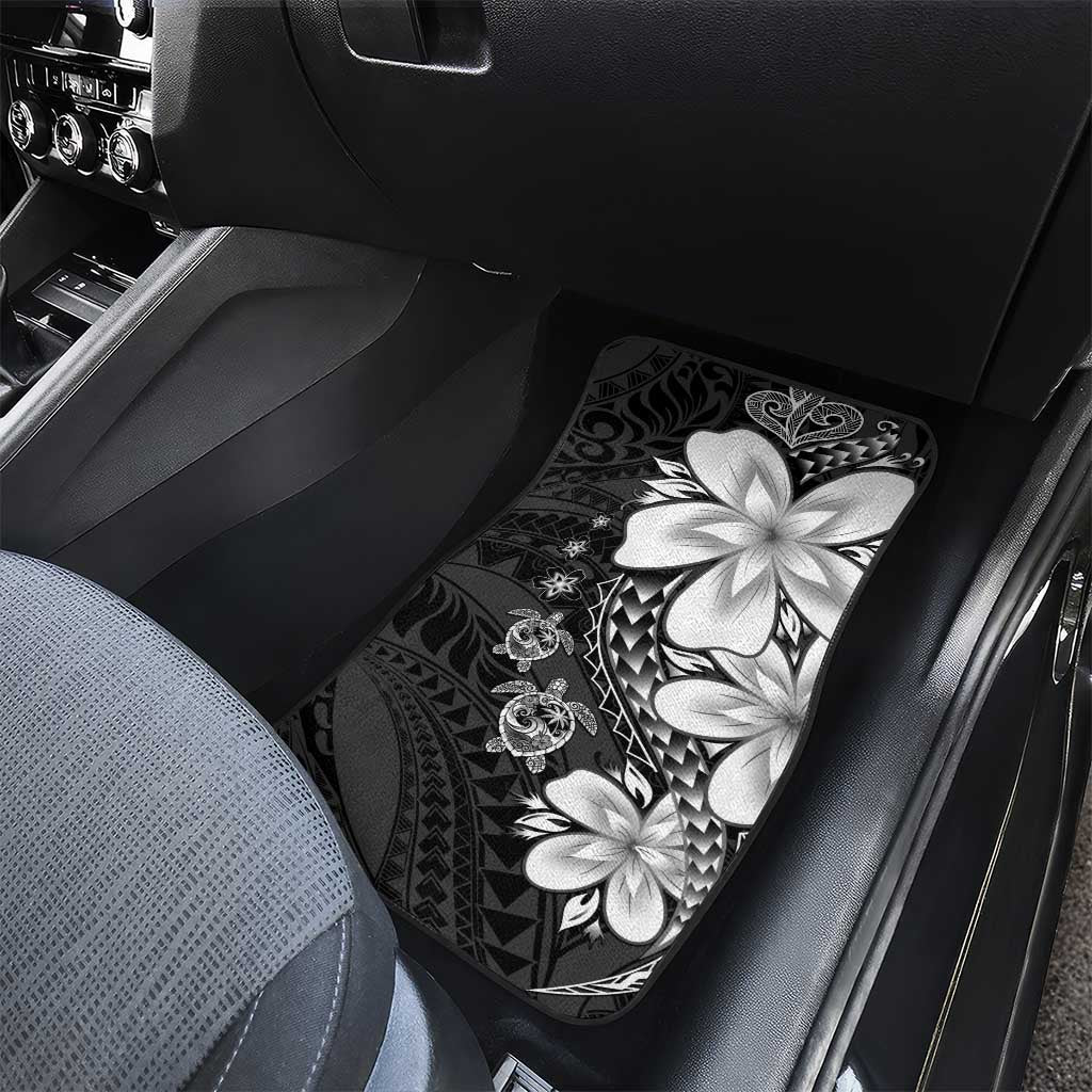 Polynesia Romantic Valentine Car Mats Sea Turtle Couple With Black Plumeria