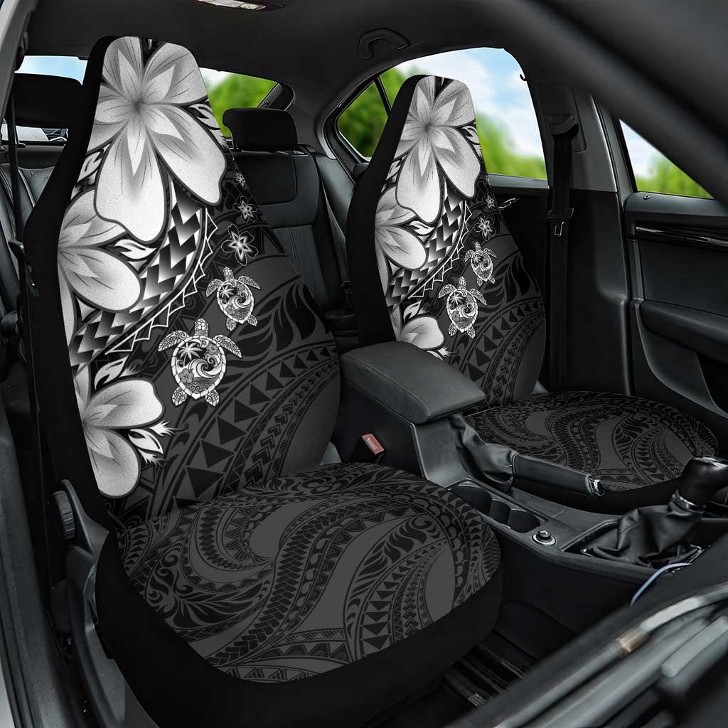Polynesia Romantic Valentine Car Seat Cover Sea Turtle Couple With Black Plumeria