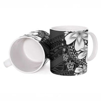 Polynesia Romantic Valentine Ceramic Mug Sea Turtle Couple With Black Plumeria