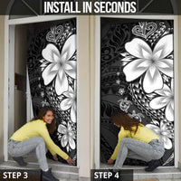 Polynesia Romantic Valentine Door Cover Sea Turtle Couple With Black Plumeria