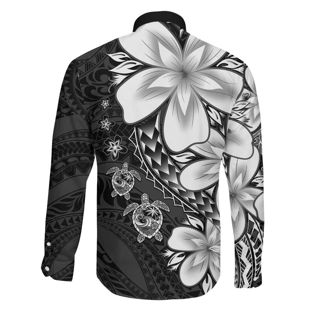 Polynesia Romantic Valentine Family Matching Off The Shoulder Long Sleeve Dress and Hawaiian Shirt Sea Turtle Couple With Black Plumeria LT05 - Polynesian Pride