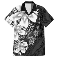 Polynesia Romantic Valentine Family Matching Off Shoulder Maxi Dress and Hawaiian Shirt Sea Turtle Couple With Black Plumeria LT05 Dad's Shirt - Short Sleeve Black - Polynesian Pride