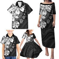 Polynesia Romantic Valentine Family Matching Puletasi and Hawaiian Shirt Sea Turtle Couple With Black Plumeria LT05 - Polynesian Pride