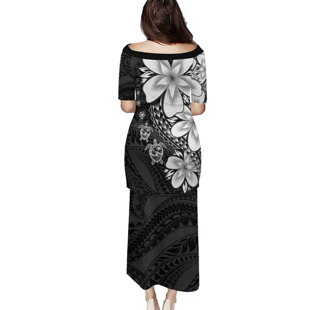 Polynesia Romantic Valentine Family Matching Puletasi and Hawaiian Shirt Sea Turtle Couple With Black Plumeria LT05 - Polynesian Pride