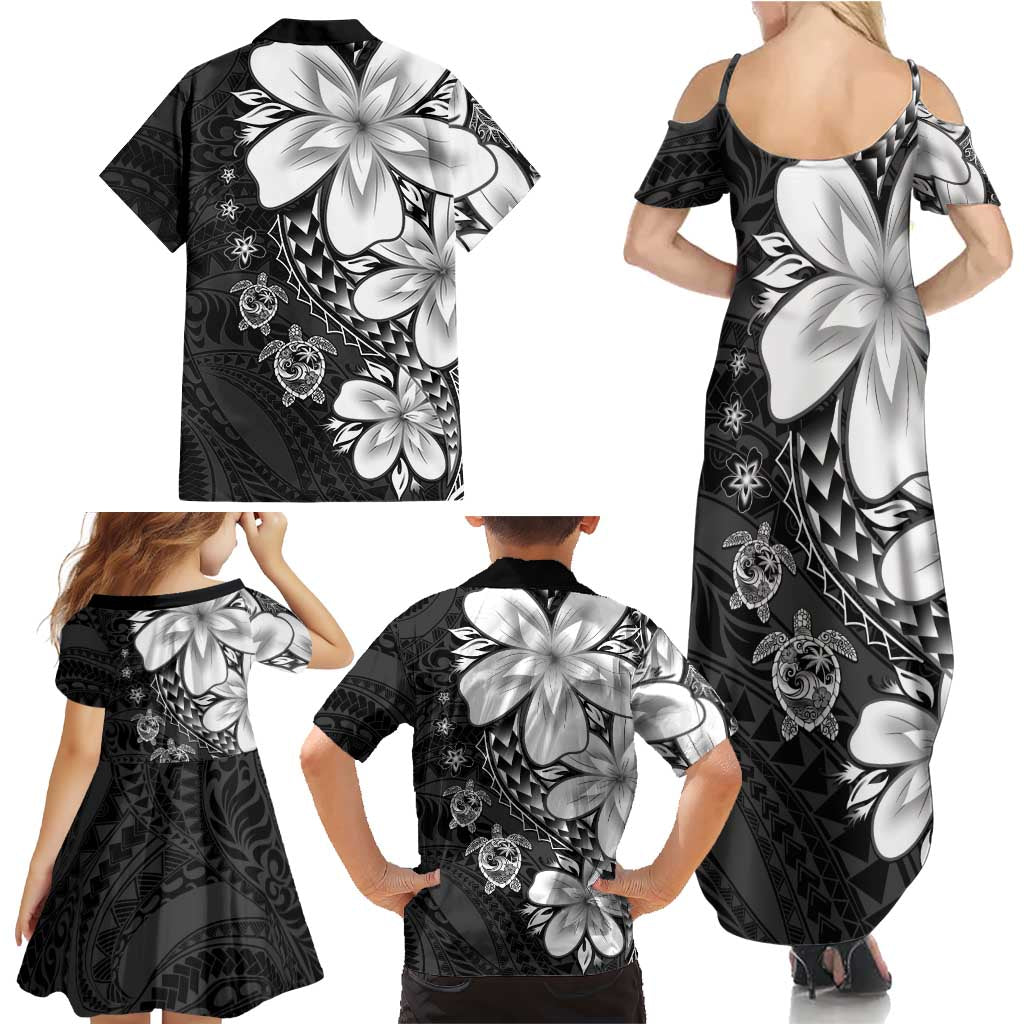 Polynesia Romantic Valentine Family Matching Summer Maxi Dress and Hawaiian Shirt Sea Turtle Couple With Black Plumeria LT05 - Polynesian Pride