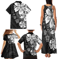 Polynesia Romantic Valentine Family Matching Tank Maxi Dress and Hawaiian Shirt Sea Turtle Couple With Black Plumeria LT05 - Polynesian Pride