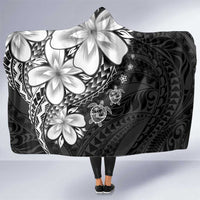 Polynesia Romantic Valentine Hooded Blanket Sea Turtle Couple With Black Plumeria